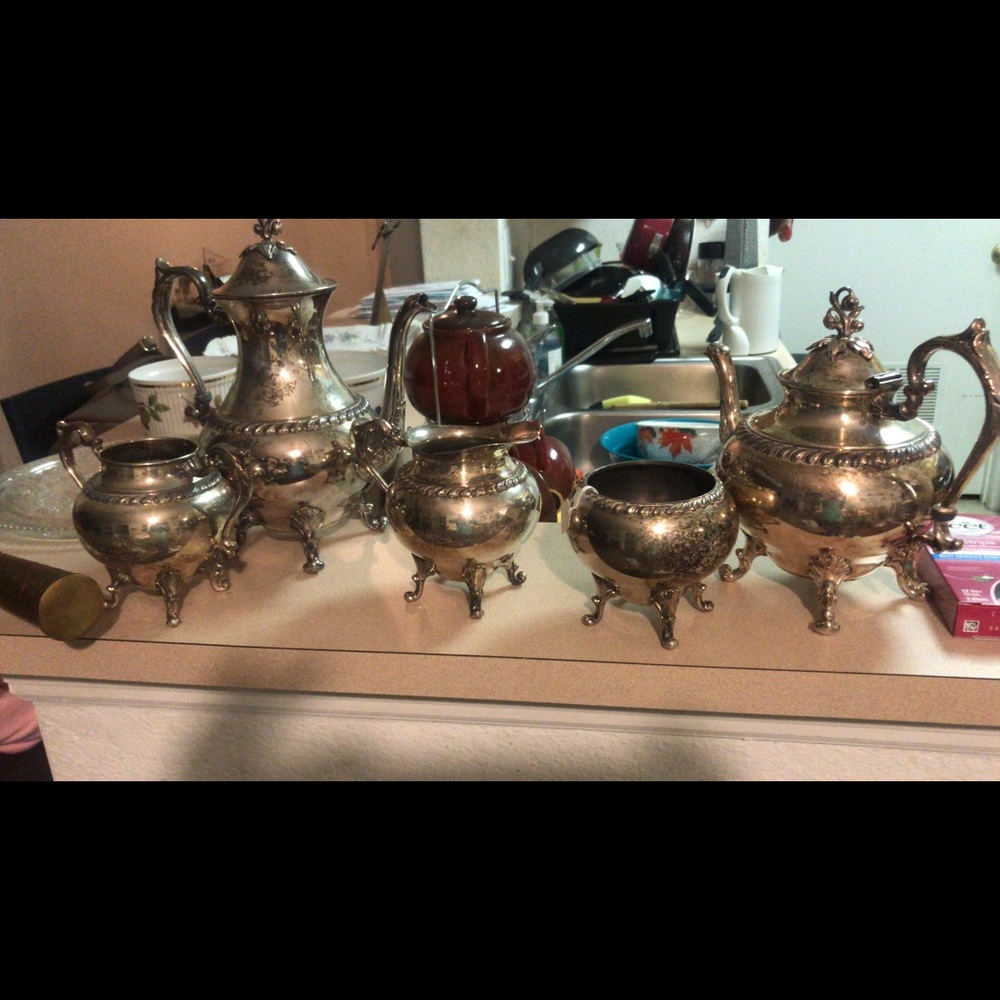 Full silver on copper tea set